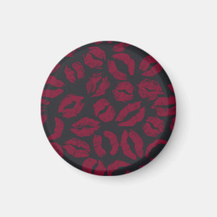 Lipstick Kisses: Dark Red Imprints Magnet
