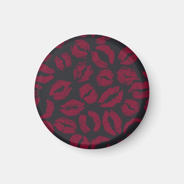 Lipstick Kisses: Dark Red Imprints Magnet (Front)