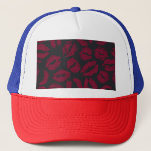 Lipstick Kisses: Dark Red Imprints Trucker Hat