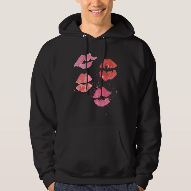 Lipstick Kisses for Valentines Day Hoodie (Front)