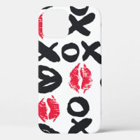 Lipstick Kisses Hearts Seamless Background