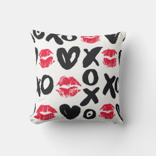 Lipstick Kisses Hearts Seamless Background Cushion