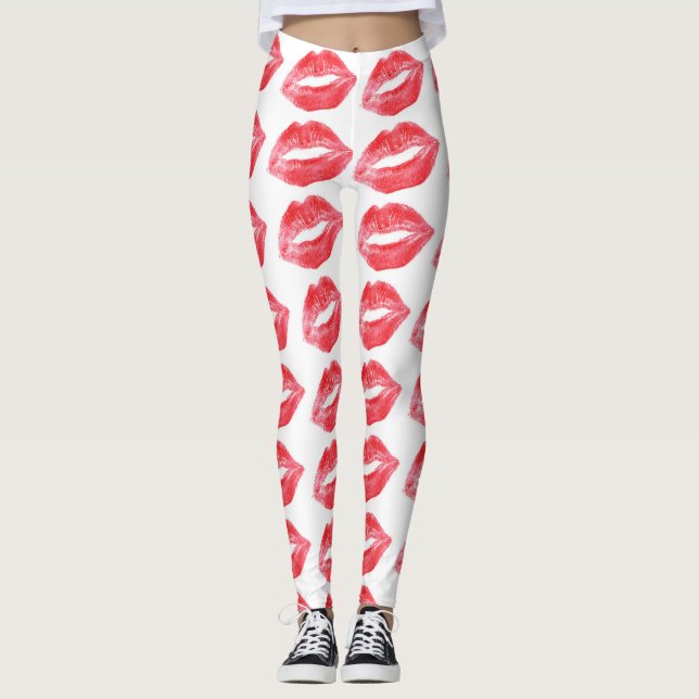 Lipstick kisses leggings yoga pants (Front)