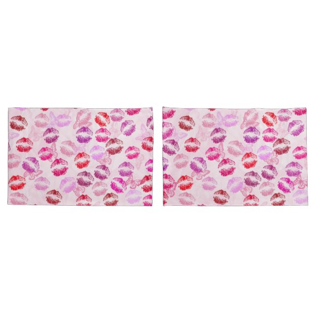 Lipstick Kisses On Pink Pillowcase (Back-Set)