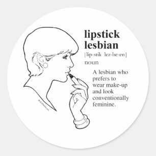 LIPSTICK LESBIAN CLASSIC ROUND STICKER