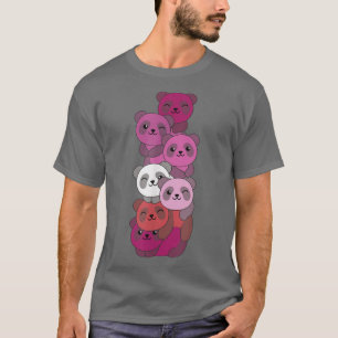 Lipstick Lesbian Flag Pile Pride LGBTQ Pandas lesb T-Shirt