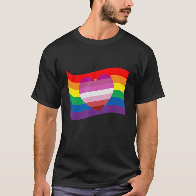 Lipstick Lesbian Heart Lgbtq Gay Rights Proud Prid T-Shirt (Front)