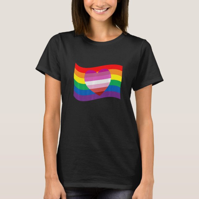 Lipstick Lesbian Heart Lgbtq Gay Rights Proud Prid T-Shirt (Front)