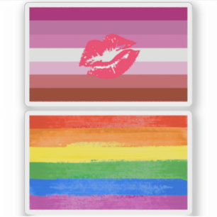 Lipstick Lesbian Pride Flag and Lips
