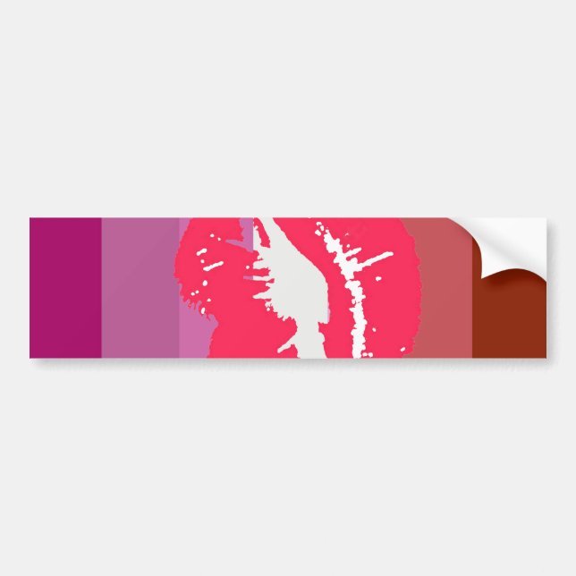 Lipstick Lesbian Pride Flag and Lips Bumper Sticker (Front)