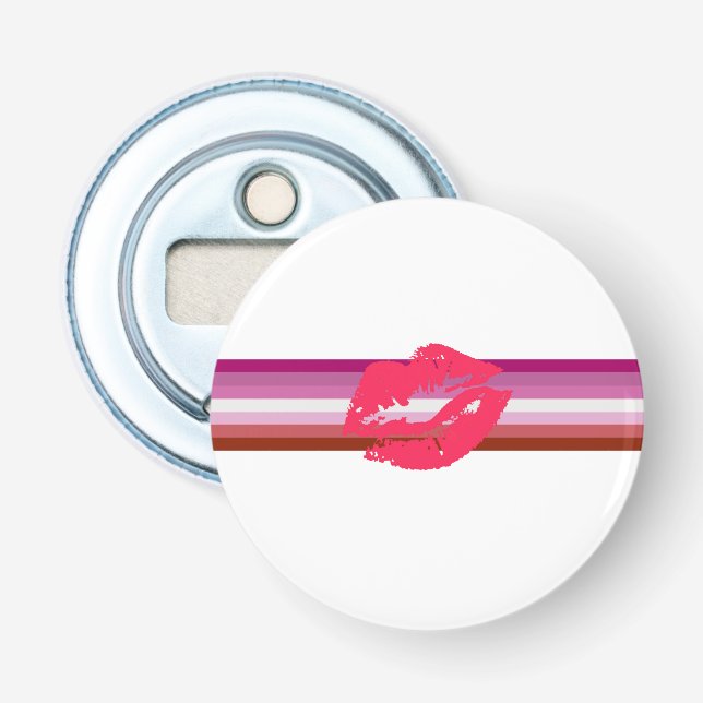 Lipstick Lesbian Pride Flag Bottle Opener (Front)