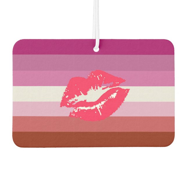 Lipstick Lesbian Pride Flag Car Air Freshener (Front)