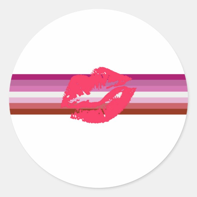 Lipstick Lesbian Pride Flag Classic Round Sticker (Front)