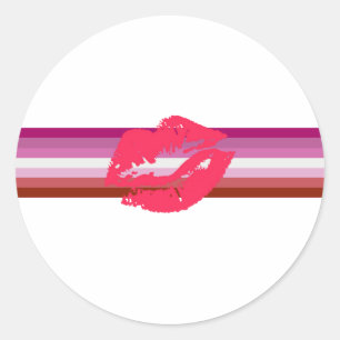 Lipstick Lesbian Pride Flag Classic Round Sticker