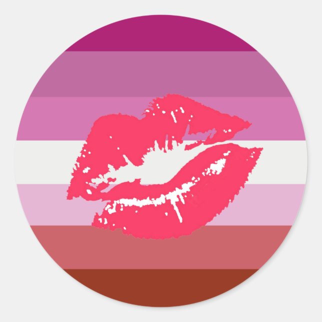 Lipstick Lesbian Pride Flag Classic Round Sticker (Front)