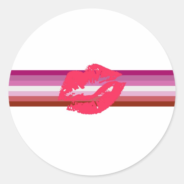 Lipstick Lesbian Pride Flag Classic Round Sticker (Front)