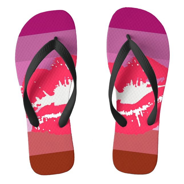 Lipstick Lesbian Pride Flag Flip Flops (Footbed)