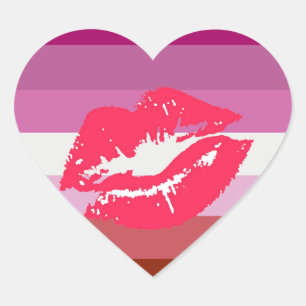 Lipstick Lesbian Pride Flag Heart Sticker