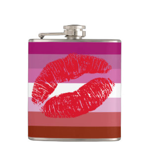 Lipstick Lesbian Pride Flag Hip Flask