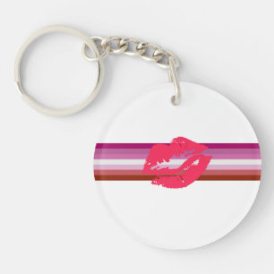 Lipstick Lesbian Pride Flag Key Ring