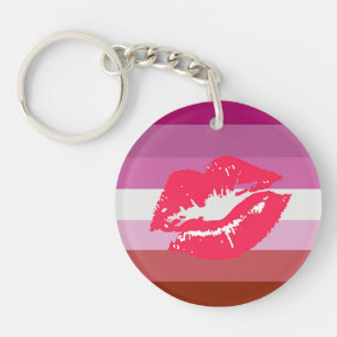 Lipstick Lesbian Pride Flag Key Ring