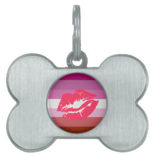 Lipstick Lesbian Pride Flag Pet ID Tag