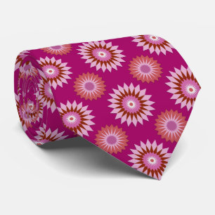Lipstick lesbian pride flag / pink flower pattern  tie