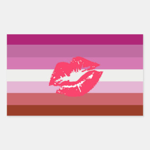 Lipstick Lesbian Pride Flag Rectangular Sticker