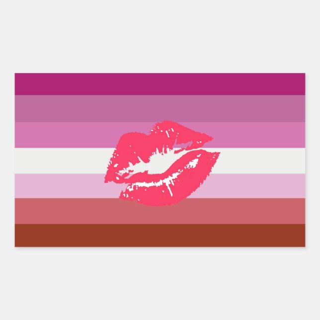 Lipstick Lesbian Pride Flag Rectangular Sticker (Front)