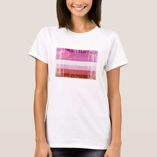Lipstick Lesbian Pride Flag T-Shirt (Front)