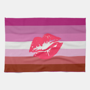 Lipstick Lesbian Pride Flag Tea Towel