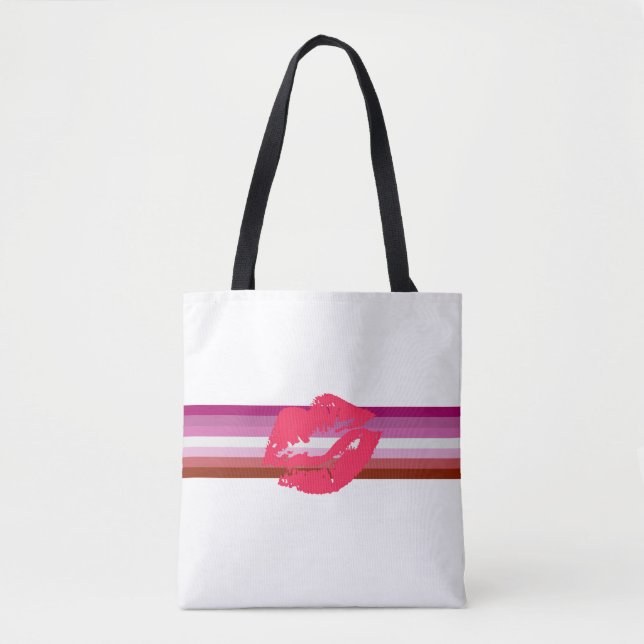 Lipstick Lesbian Pride Flag Tote Bag (Front)