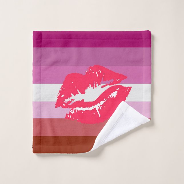 Lipstick Lesbian Pride Flag Wash Cloth (Wash Cloth)