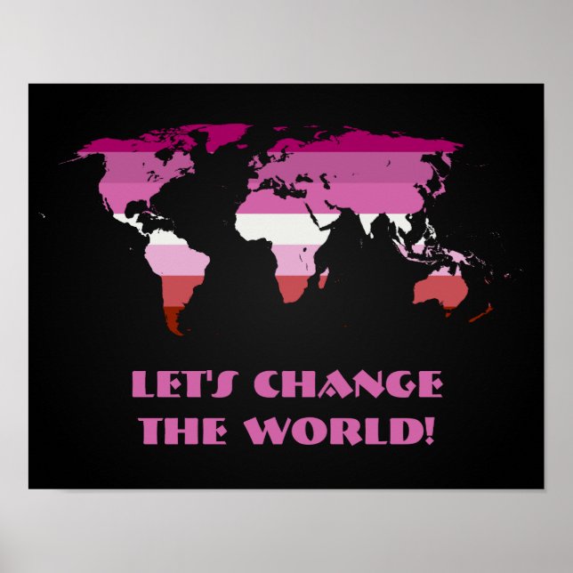 Lipstick lesbian pride world map poster (Front)