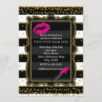 Lipstick Lips Gold Confetti & Stripes Glamour