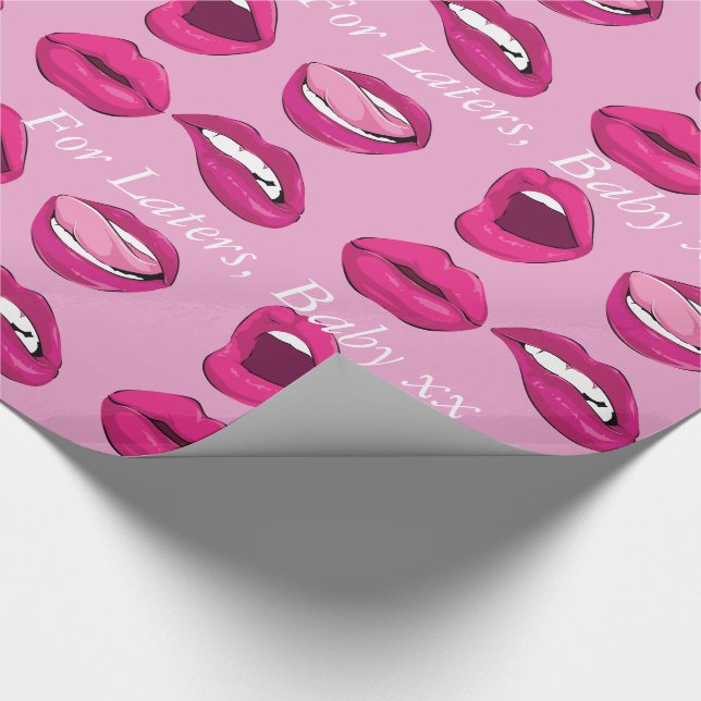 lipstick lips hot pink  gift wrap customisable (Corner)