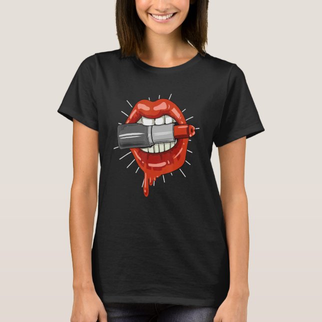 Lipstick Lips Lipstick Makeup Artist T-Shirt (Front)