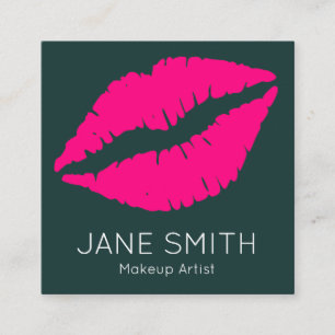 Lipstick lips makeup artist modern stylish square business card