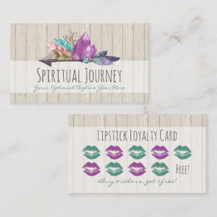 Lipstick Loyalty Rustic Bohemian Crystals Kiss Card