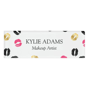 Lipstick Marks Makeup Artist Name Tag