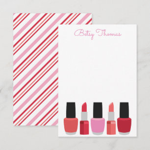 Lipstick & Nail Polish Personalised Note Cards