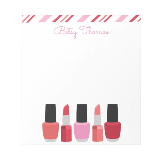 Lipstick & Nail Polish Personalised Notepad (Front)