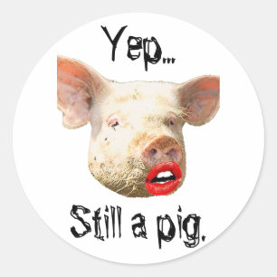 Lipstick on a Pig Classic Round Sticker