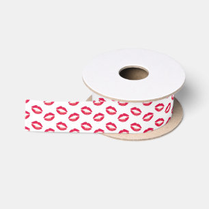 Lipstick Pink Kisses Satin Ribbon