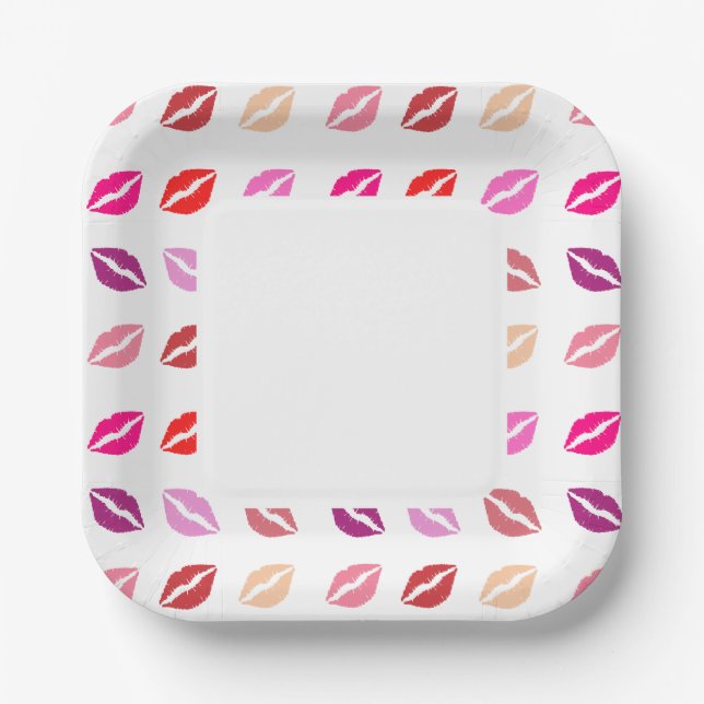 Lipstick Print Paper Plates (Front)