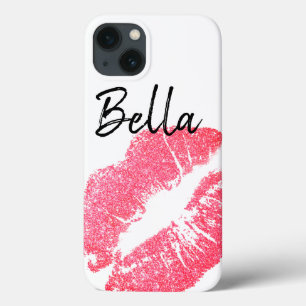 Lipstick print pink lip stain black white cute  iPhone 13 case
