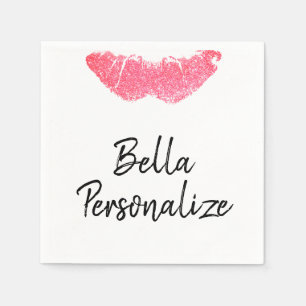 Lipstick print pink lip stain  napkin