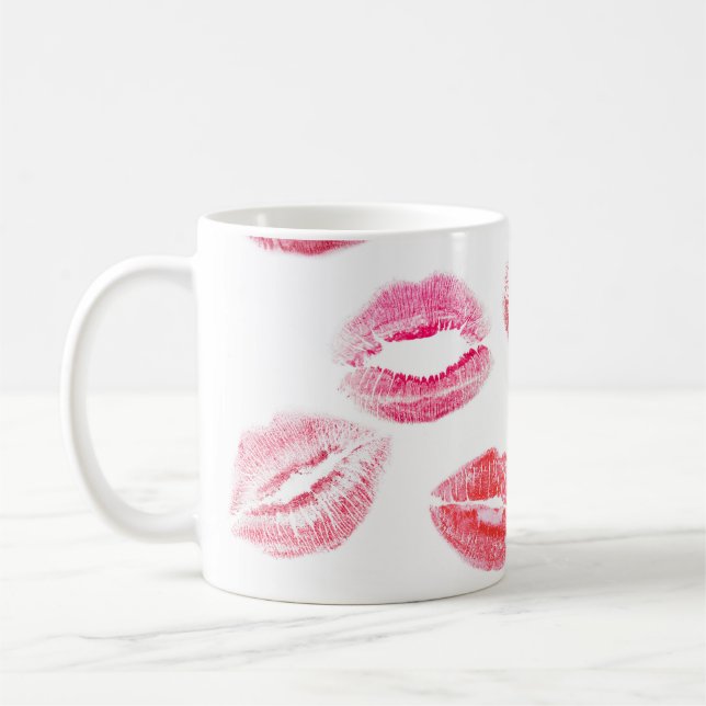 Lipstick prints: diverse women's lips. coffee mug (Left)