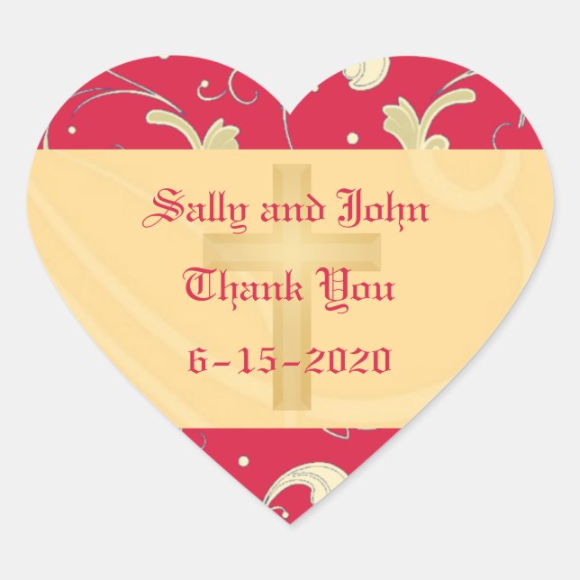 Lipstick Red, Gold, Christiain, Damask Sticker (Front)