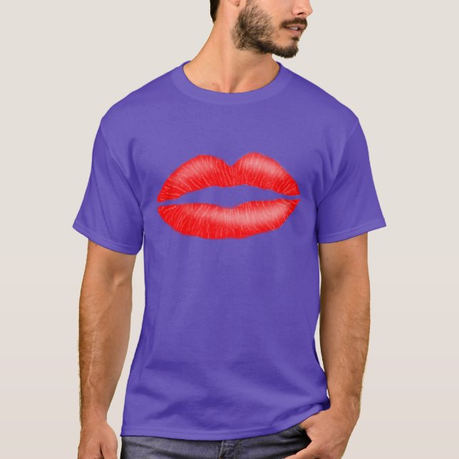 Lipstick Red Seductive Female Lips Men's T-Shirt (Front)